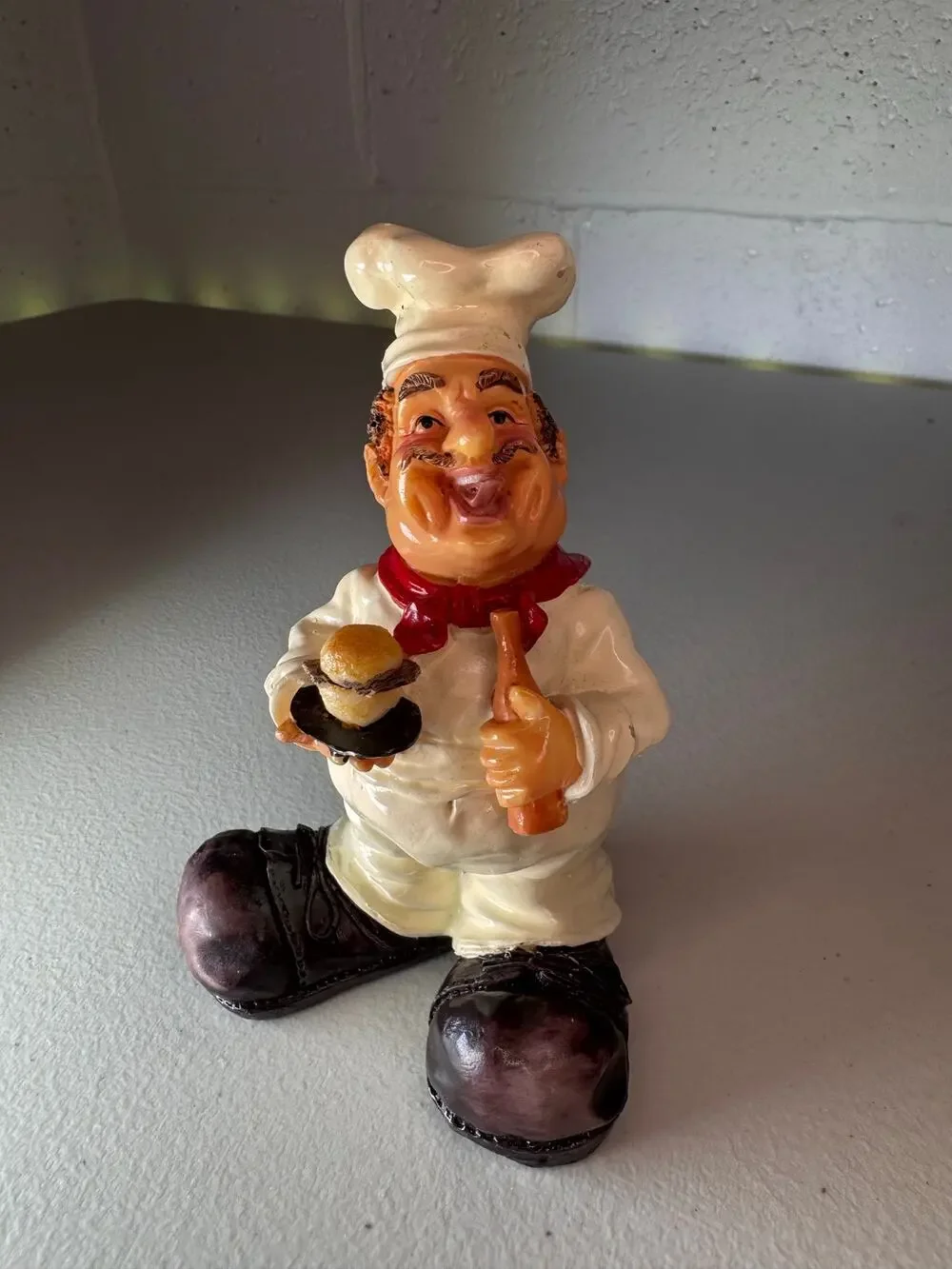 Vintage Chef Figurine Cook Holding Burger & Rolling Pin Kitchen Decor  Statue